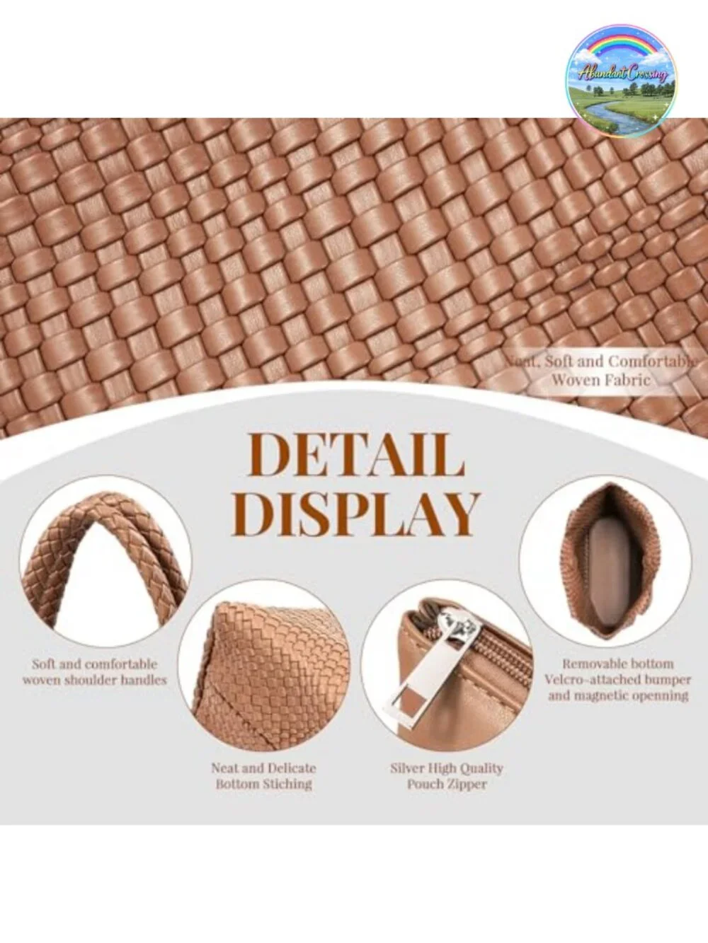 Woven Tote Bag for Women, Top Handle Vegan Leather Shoulder Handbag
